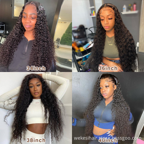 Cuticle aligned virgin human brazilian hair wig,Wholesale cheap for black women 40 inch curly deep wave full lace human hair wig